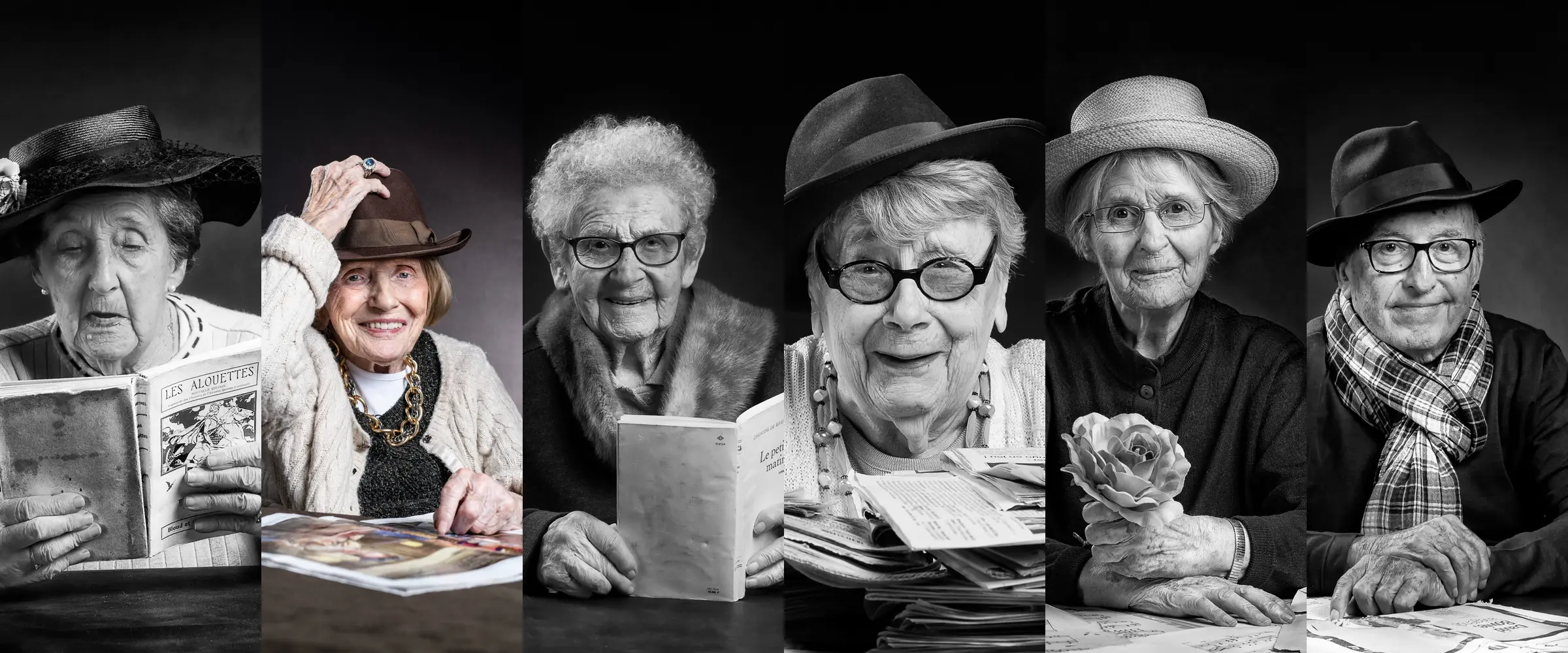 Frise de portraits de personnes âgées photographiées par Didier Carluccio